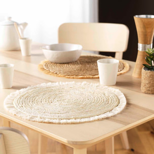 Set de table frangé en jonc - Naturel