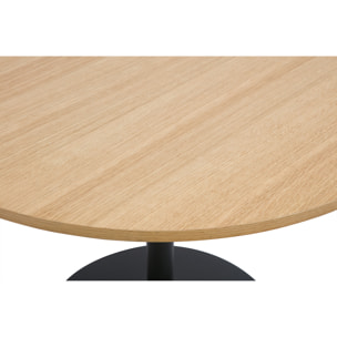 Table à manger design ronde en bois clair chêne et métal noir D90 cm CALISTA
