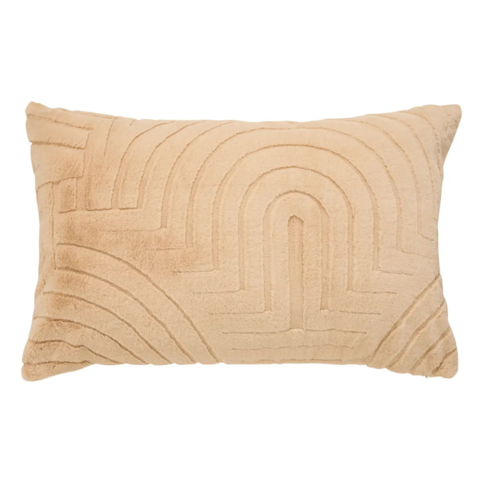 Coussin Arka rectangulaire 50x80cm effet fausse fourrure beige