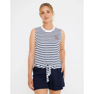 Camiseta Tirantes Blanca y Azul Marino - Rayti