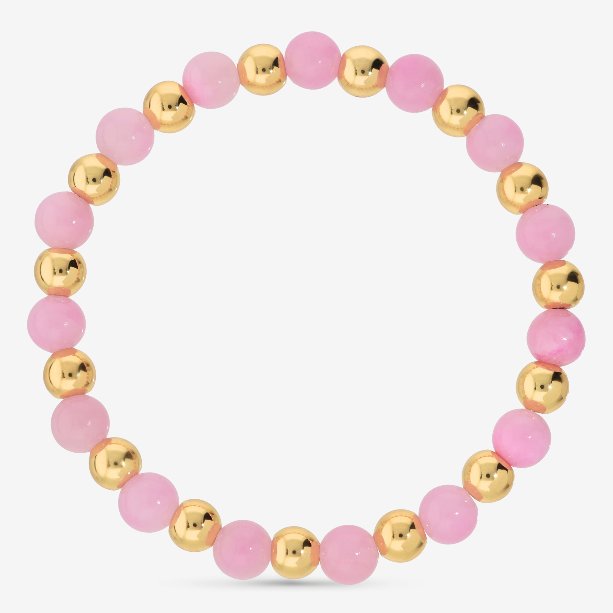 Bracciale Elastico con Giada Rosa e Bead Lucide
