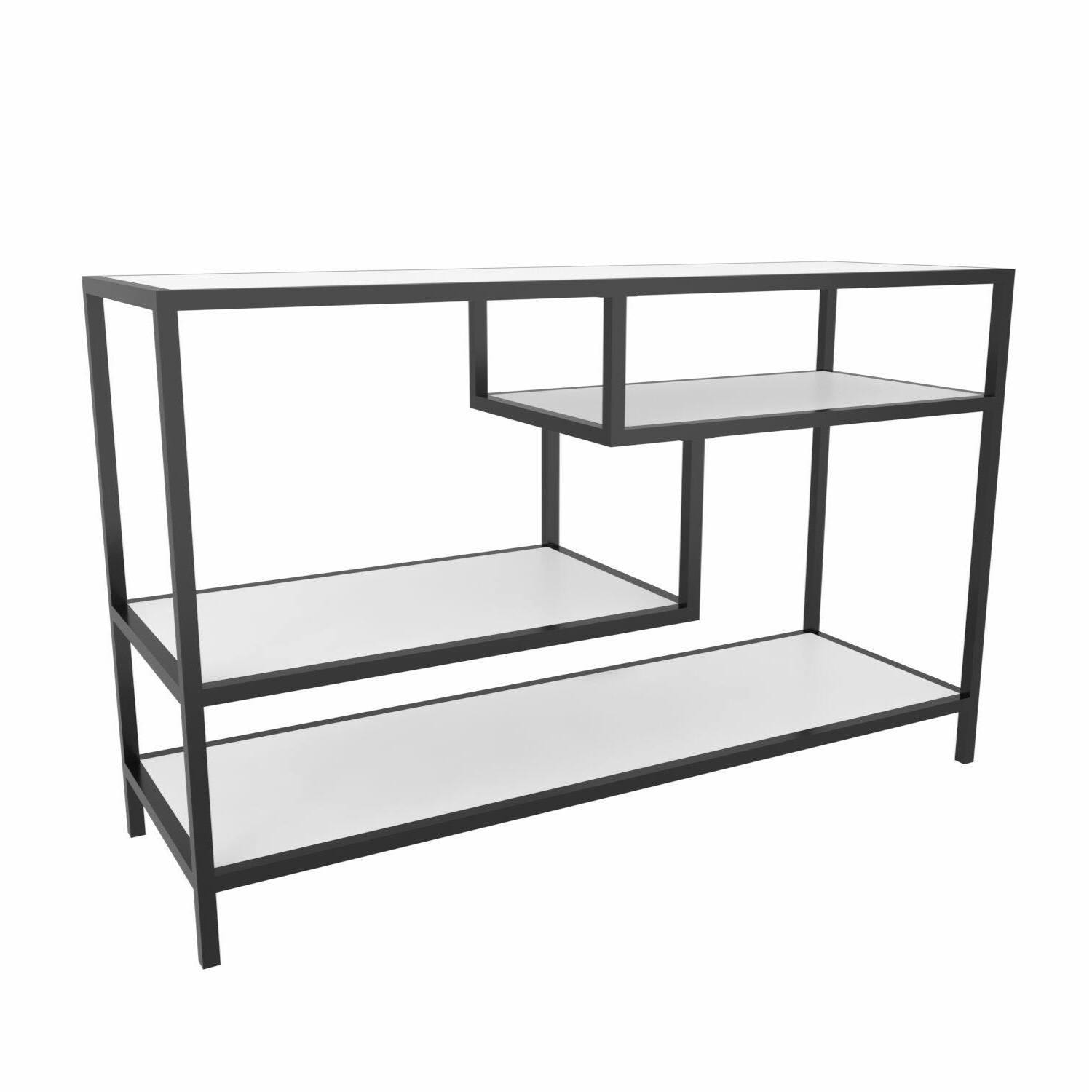 Mobile porta TV Dplizzar, Credenza da soggiorno, Armadio basso per TV, Base parete attrezzata, 120x39h75 cm, Bianco e Nero