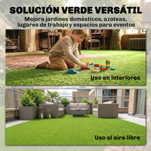 Césped Artificial 1m x 4m, Alfombra Césped Artificial con Altura de Hierba 10 mm, Drenaje Automático, para Jardín, Terraza, Patio, Balcón, Interior y Exterior, Verde