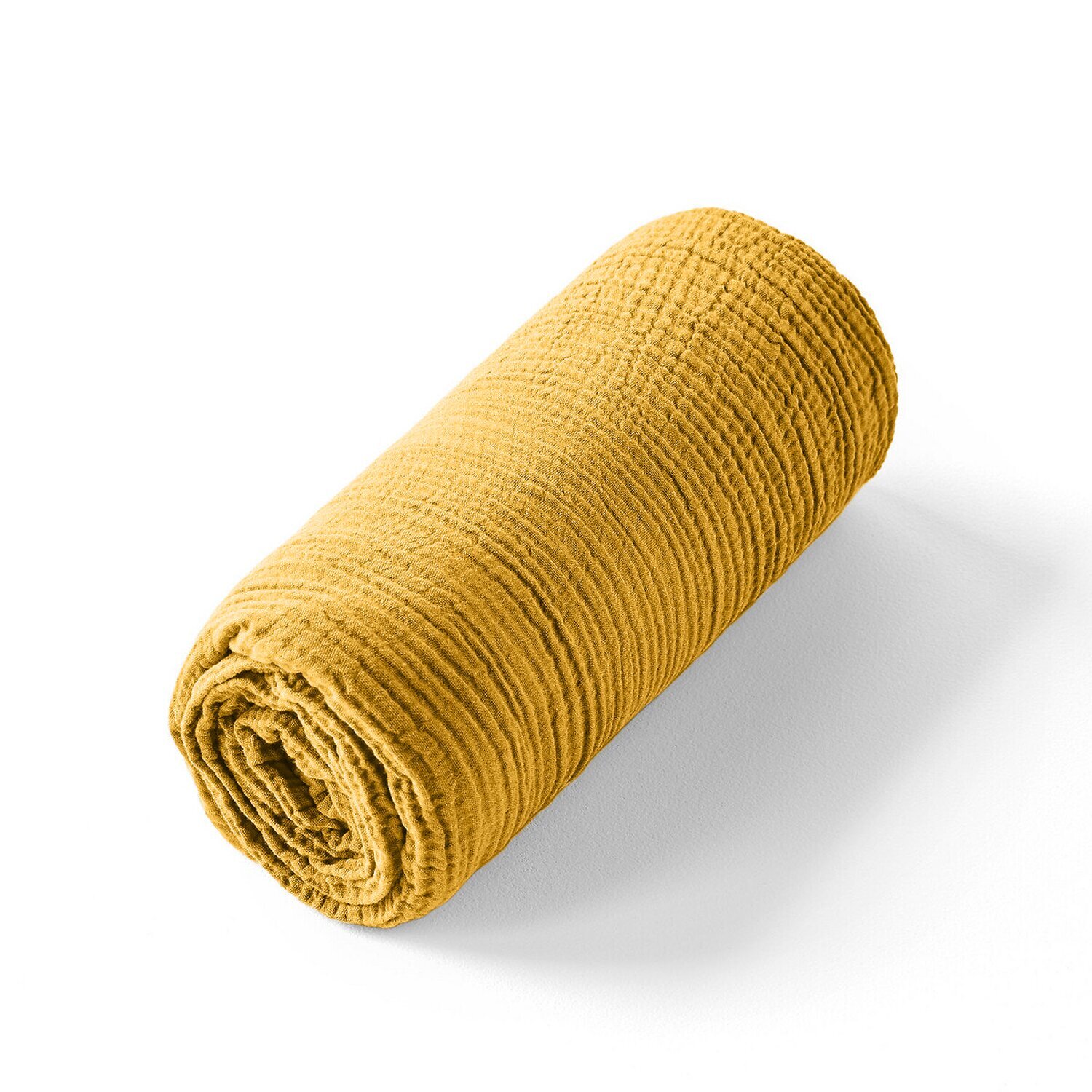 Drap housse - bonnet:30cm 100% gaze de coton safran mineral