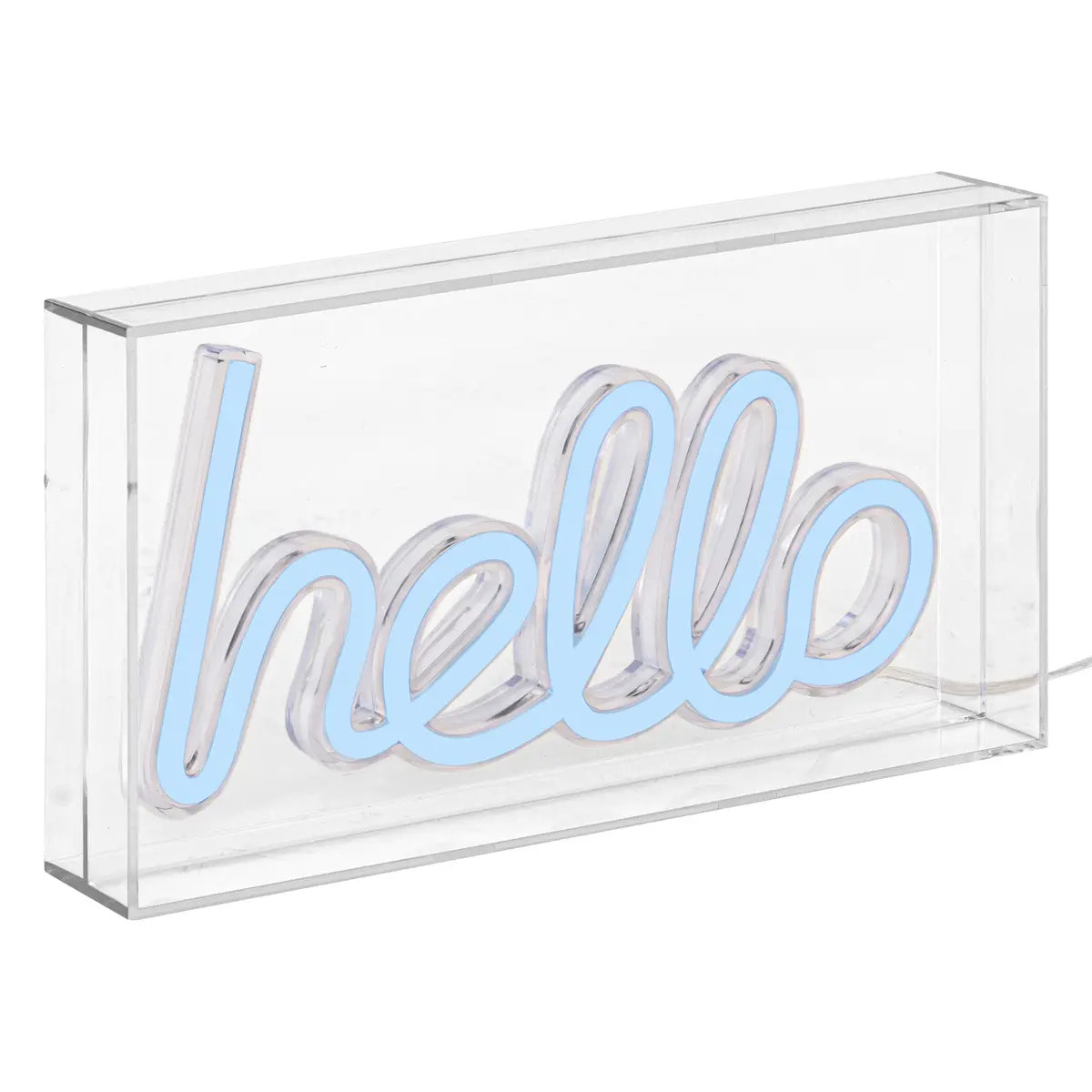 Tube néon à poser led "Hello" bleu L 23cm