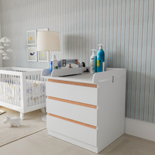 Fasciatoio Universale Per Cassettiera Piano Con Divisorio Rimovibile Angoli Arrotondati Pratico Salvaspazio Fissaggio Sicuro 80x74.5x8.5 Cm Bianco