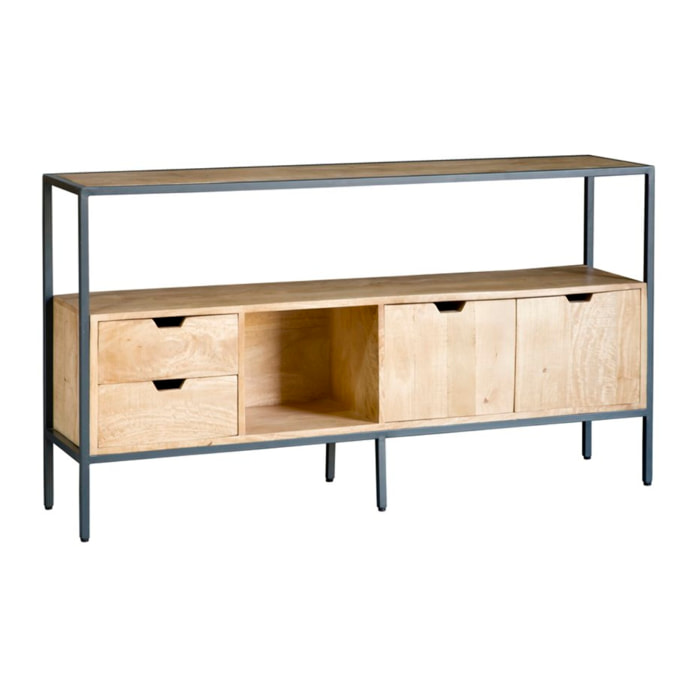 Buffet Boston -bois massif de manguier-couleur bahamas naturelles 155 x 85 x 35 cm