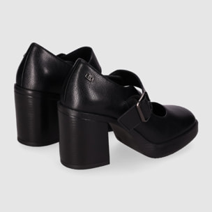 Zapatos de Piel - Negro - Tacón: 6 cm