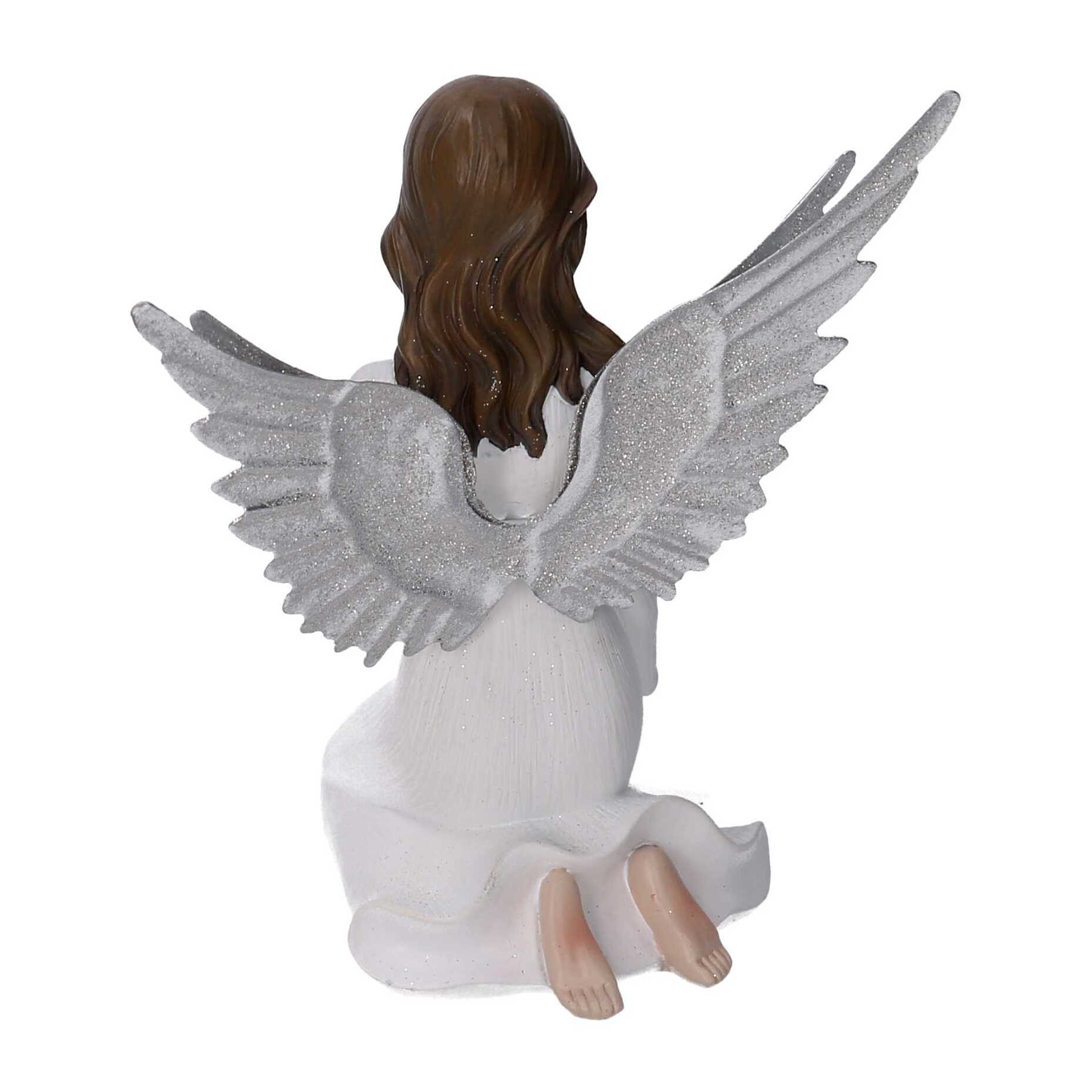 Angelo in resina bianco cm14x13h20