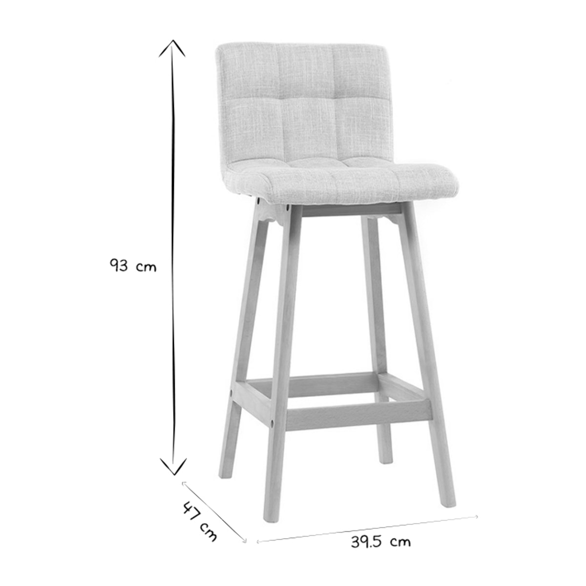 Tabourets de bar en tissu gris clair et bois H67.5 cm (lot de 2) KLARIS