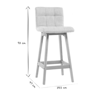 Tabourets de bar en tissu gris clair et bois H67.5 cm (lot de 2) KLARIS