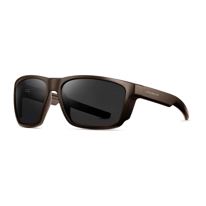 Gafas PALOALTO modelo KITESURF en color Montura marrón mate con lentes polarizadas ahumadas.