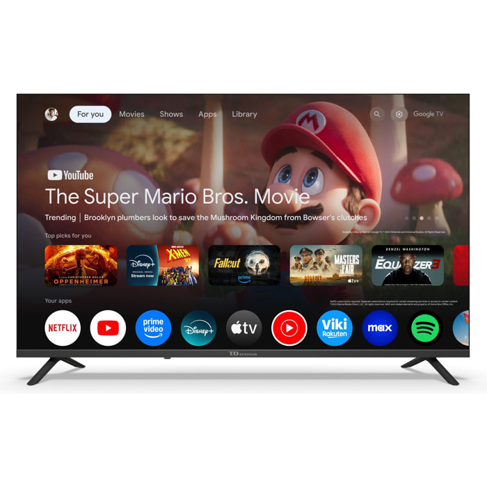 Smart TV 43 pulgadas Qled 4K Hey Google Official Assistant con control por voz. Televisor Android 14 - TD Systems M43C21GLQ