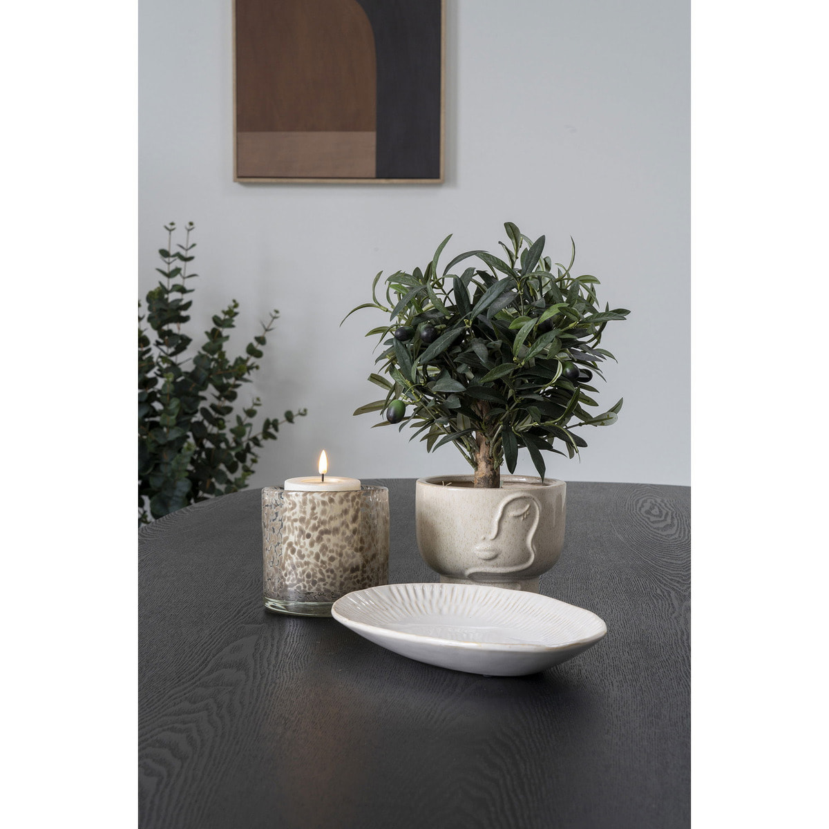 Portacandele in vetro maculato marrone chiaro Vikasa Home ø12x11,5 cm