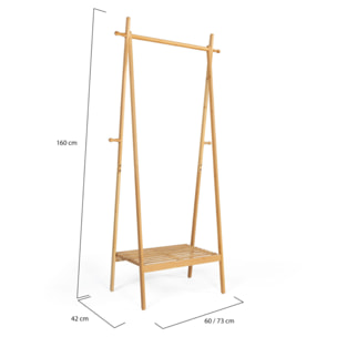 Portant pliable à vêtements Maya en bambou