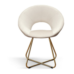 Set di 2 poltroncine ZANTE in tessuto effetto velluto beige e base in metallo color oro