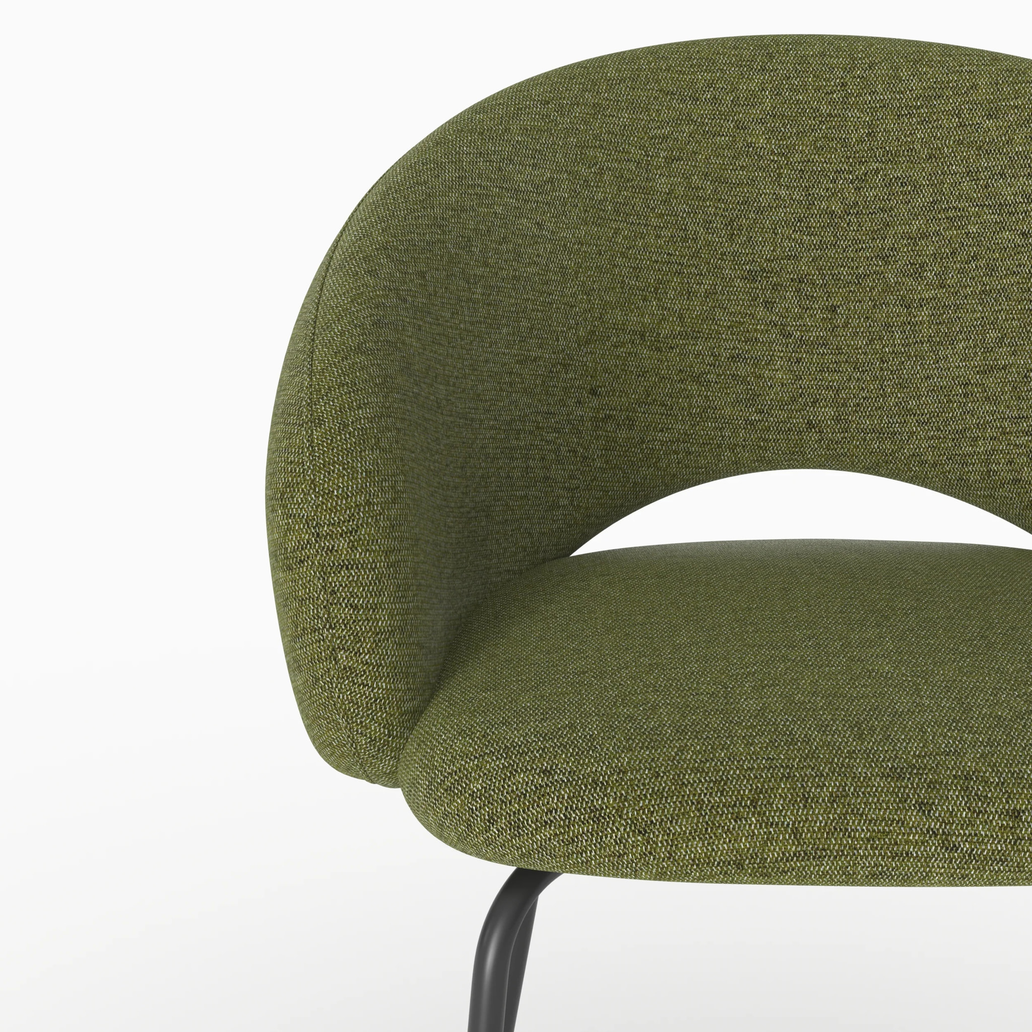 Chaise en tissu vert chiné et pieds noirs - Milly