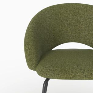 Chaise en tissu vert chiné et pieds noirs - Milly