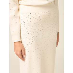 Oltre - Gonna in maglia con cristalli - Bianco