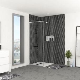 Paroi de Douche 80x200 cm - Cadre et Bras Aluminium Chrome - CHROMED CONTOURING