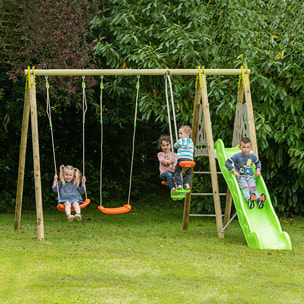 Balançoire en bois poutre métal Techwood SULI 2,30 m - 6 enfants