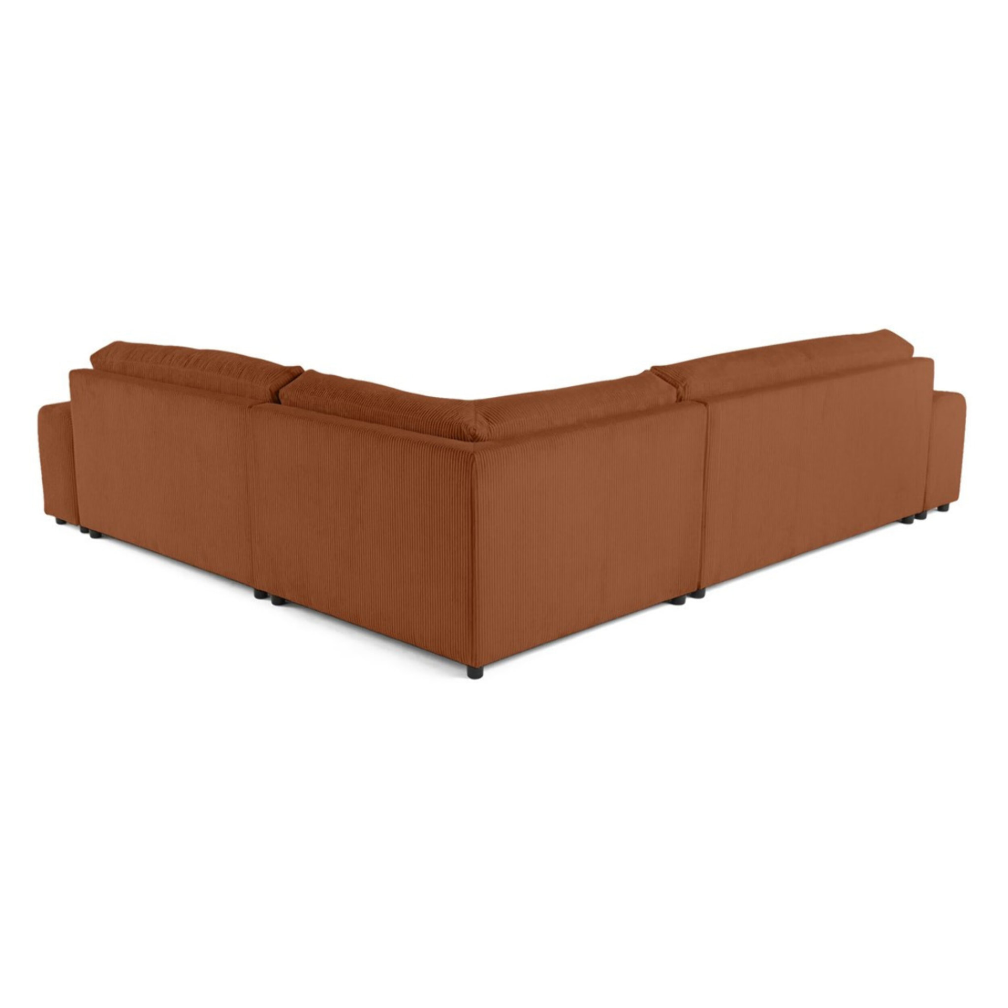 Garance - canapé modulable d'angle droit - 5 places - en velours côtelé - Terracotta