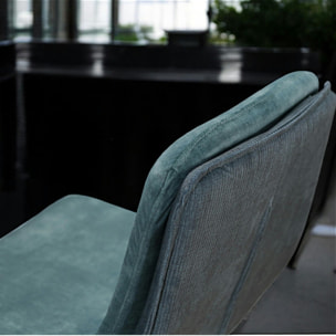 Chaise de bar en velours bleu (lot de 2) OKA