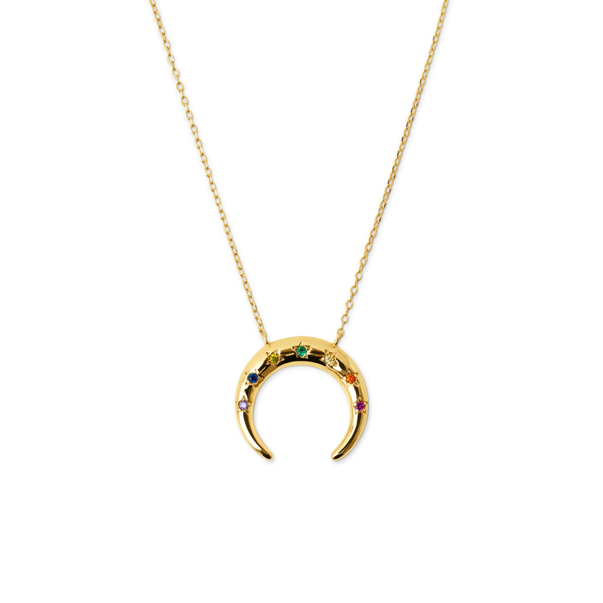 Collar Moonset Colors Plata Baño Oro