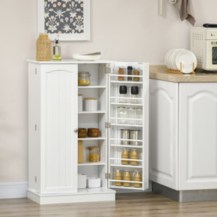 Armoire de cuisine rangement épices 2 portes 4 étagères 12 porte-épices dim. 60 x 30 x 104 cm blanc