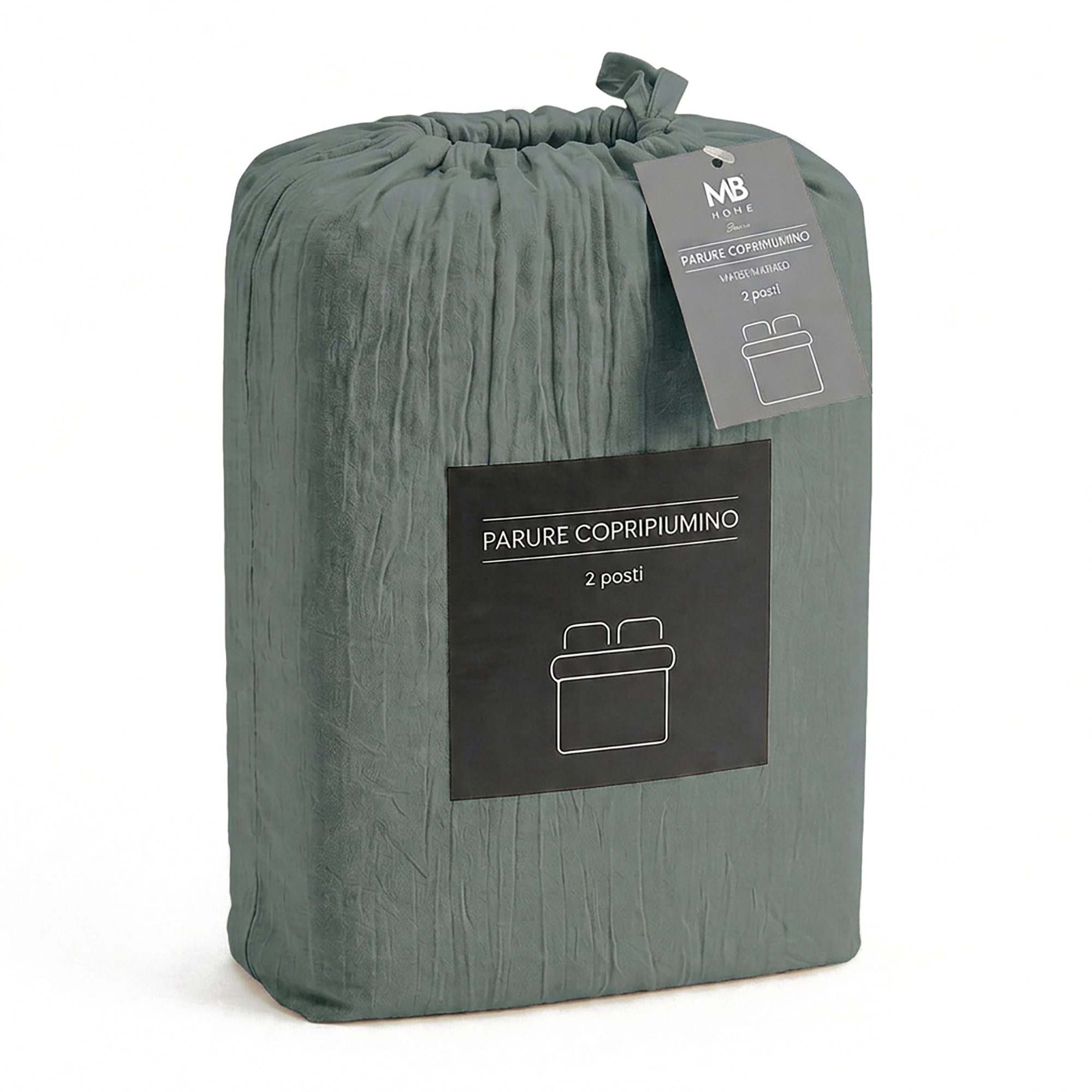 PARURE COPRIPIUMINO WATER WASHED, 100% Microfibra, No Stiro - SALVIA