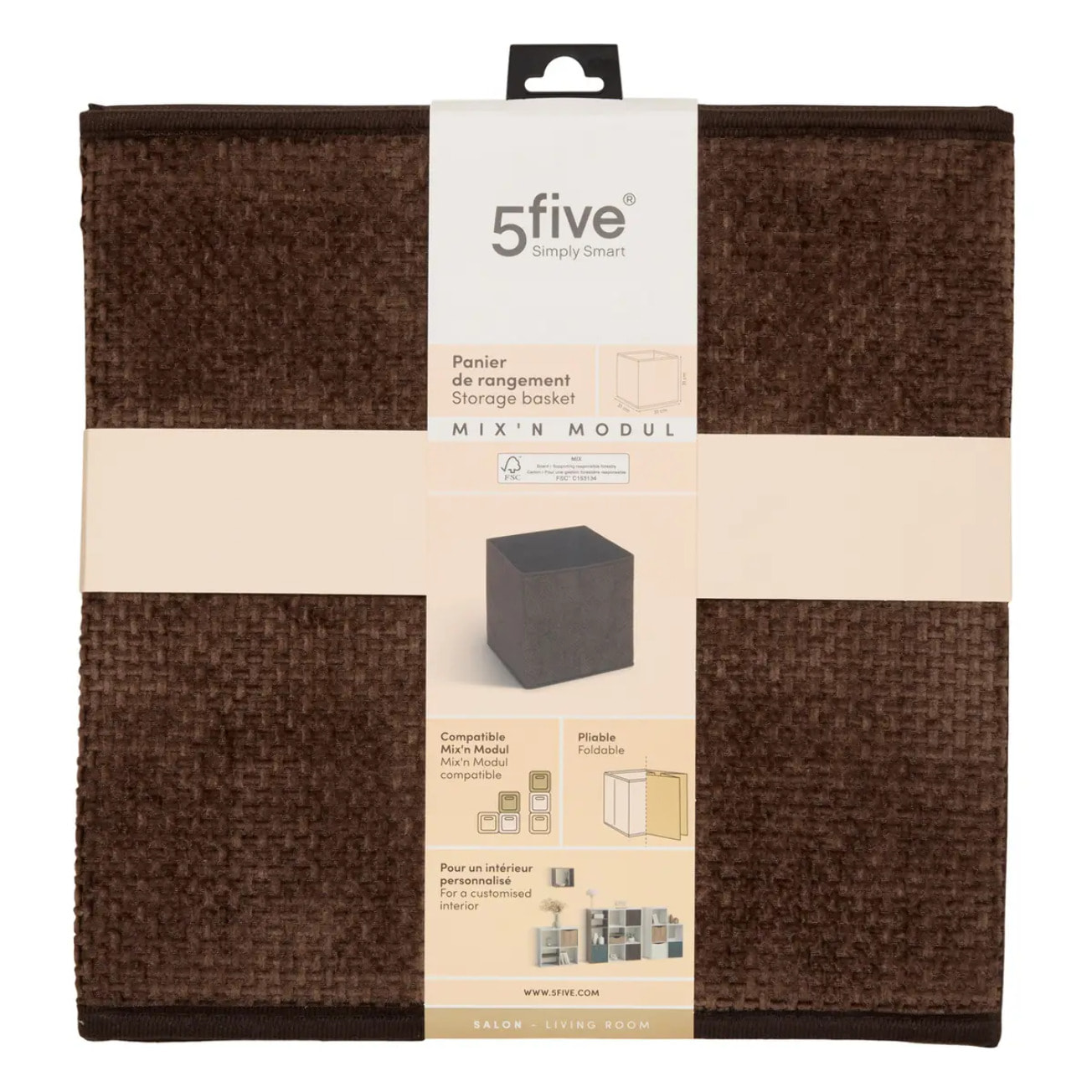 Boîte Mix'N Modul carré pliable 31x31cm chocolat