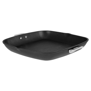 Gril carré en aluminium antiadhésif 28 cm - poignée amovible