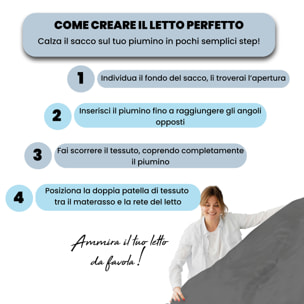 PARURE COPRIPIUMINO NATURAL COLOR PIAZZA E MEZZA - 100% COTONE MADE IN ITALY