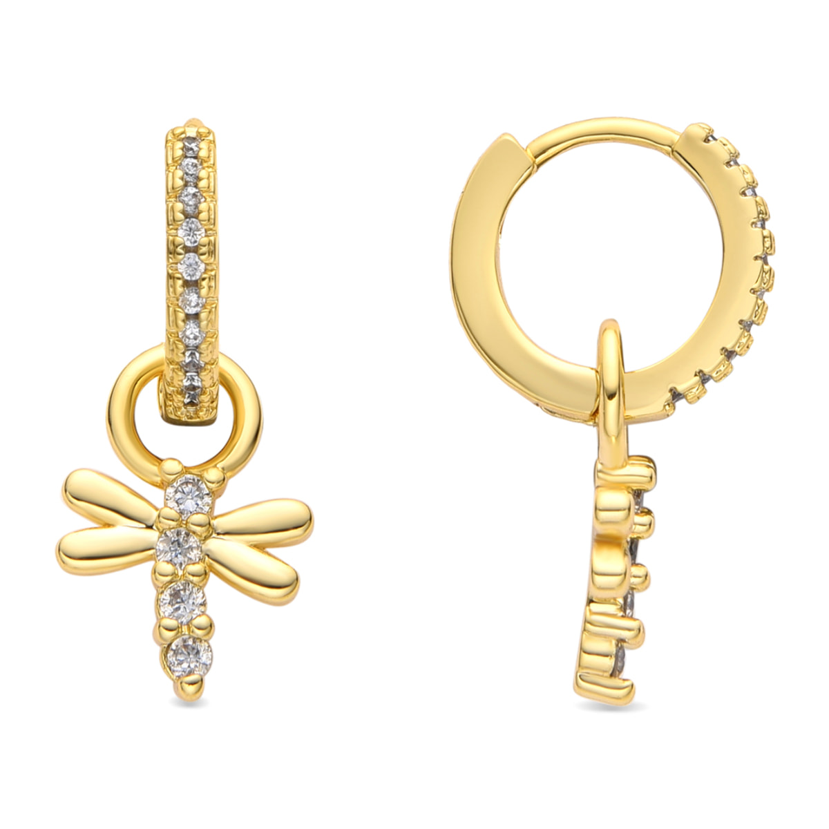 Pendientes acabado oro amarillo de 18k y Circonita Brillante