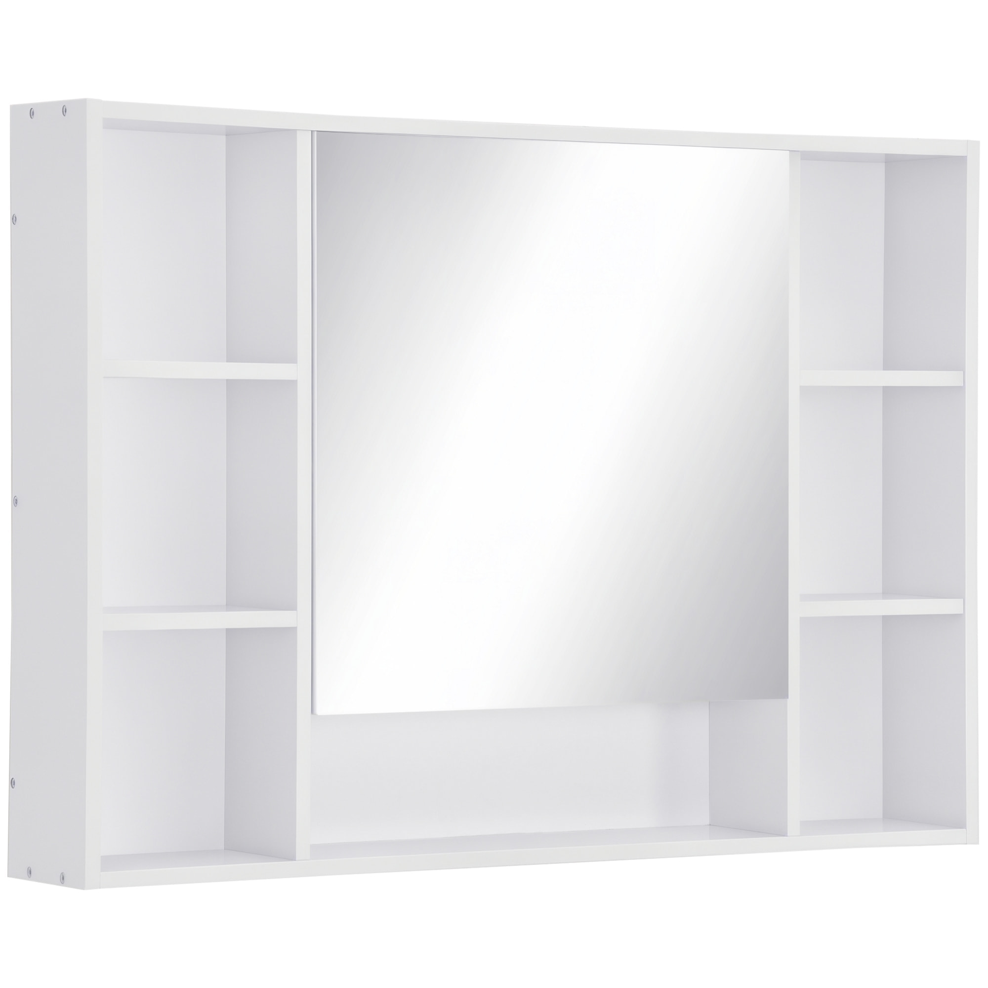 Armario de Baño con Espejo Armario de Pared Mueble de Baño Colgar con Puerta Estantes Abiertos 100x15x70 cm Blanco
