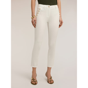 Motivi - Pantaloni slim in drill di cotone - Bianco