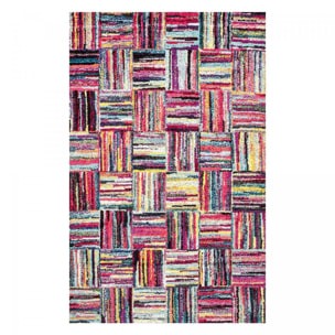 Tapis Jehu aux motifs géométriques destructurés multicolores