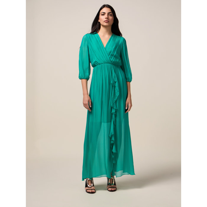 Oltre - Robe longue en soie mélangée - Vert