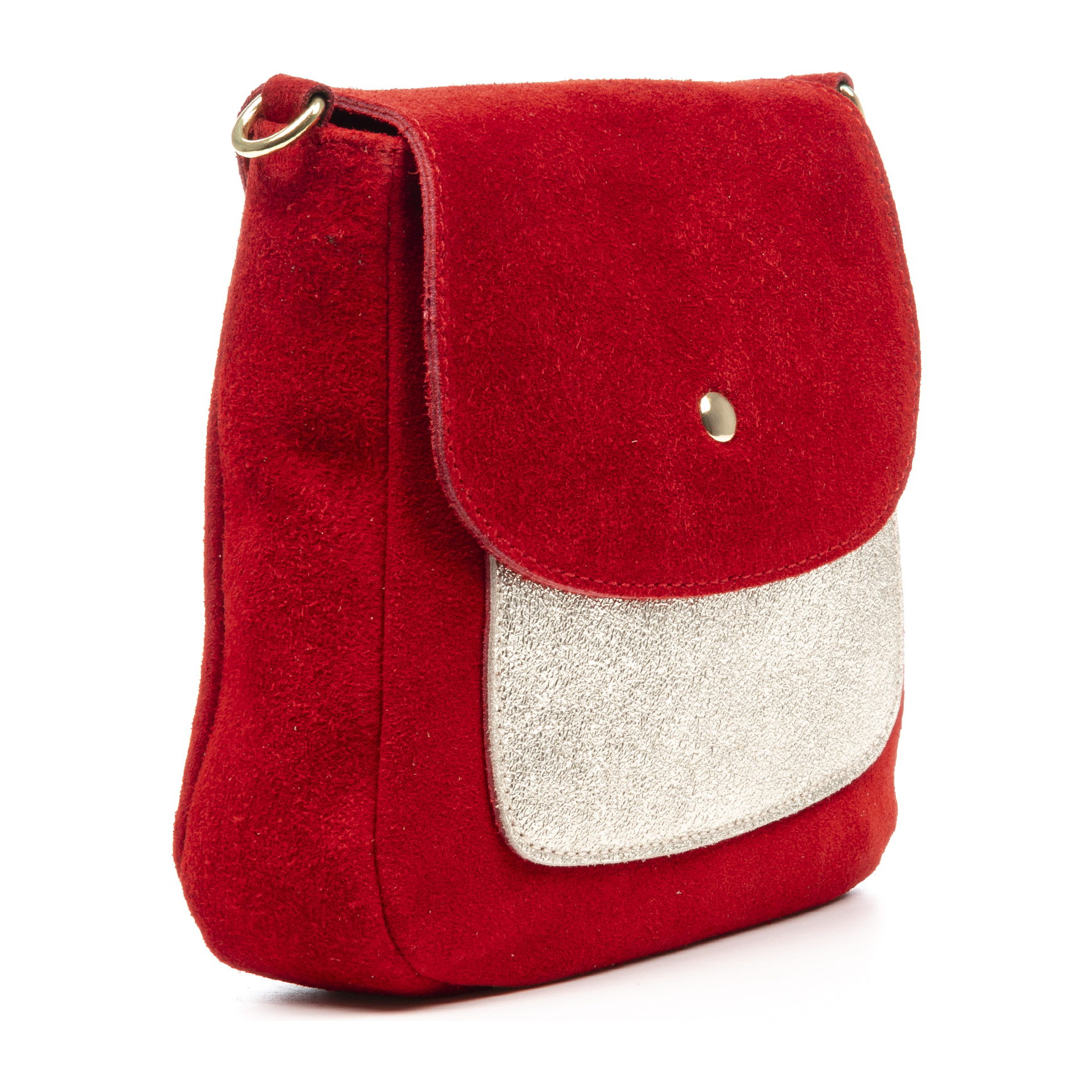 Altissimo borsa a tracolla donna. Pelle scamosciata autentica combinata con scamosciato lucido.