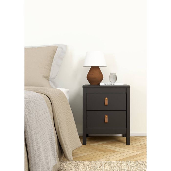 Comodino Fred, Comò basso, Tavolino da notte, Mensola da letto, 44x38 h54 cm, Nero