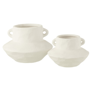 J-Line vase Anse - céramique - blanc - large - Ø 26 cm