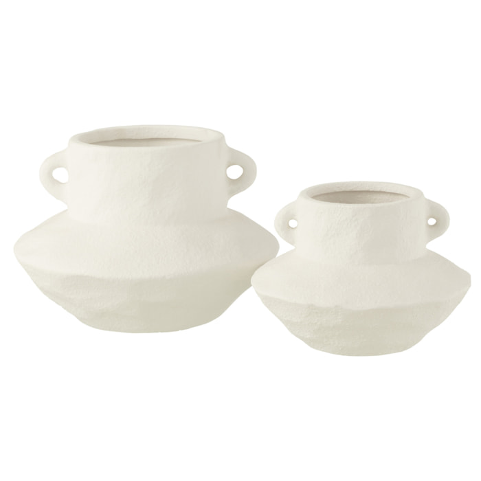 J-Line vase Anse - céramique - blanc - large - Ø 26 cm