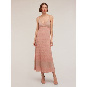 Motivi - Langes Kleid aus gestricktem Lurex-Stoff - Rosa