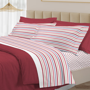 Completo letto riga dots rosso 100% cotone
