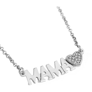 Collar de Plata de Ley 925 con inserción de colgante MAMA+ Circonita