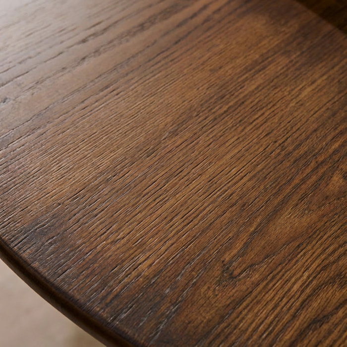 Table à manger ronde bois d'hévéa et placage chêne 4 places ESTELLE