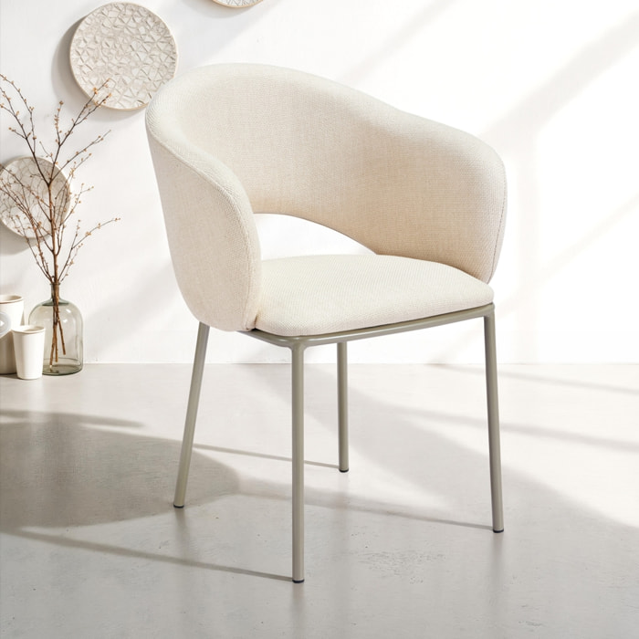 Lot de 2 chaises de salle à manger Tomasucci JADE', en tissu, beige, platine, 57 × 54 × 80 cm