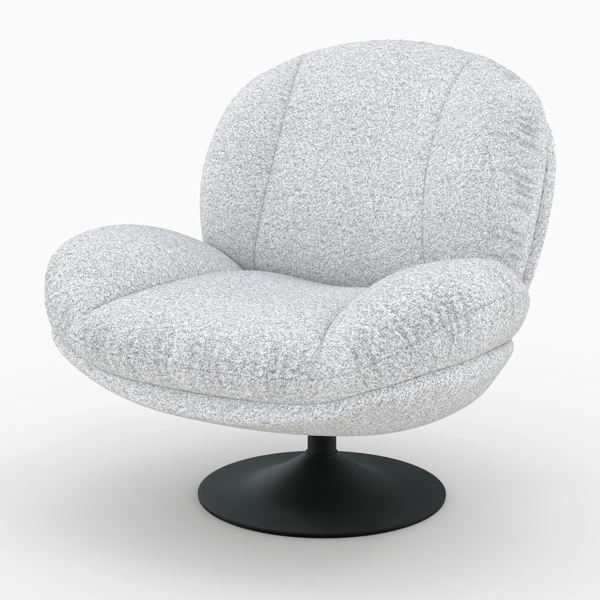 Fauteuil pivotant en tissu bouclé gris chiné - Ricci
