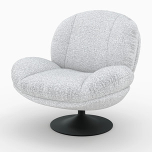 Fauteuil pivotant en tissu bouclé gris chiné - Ricci