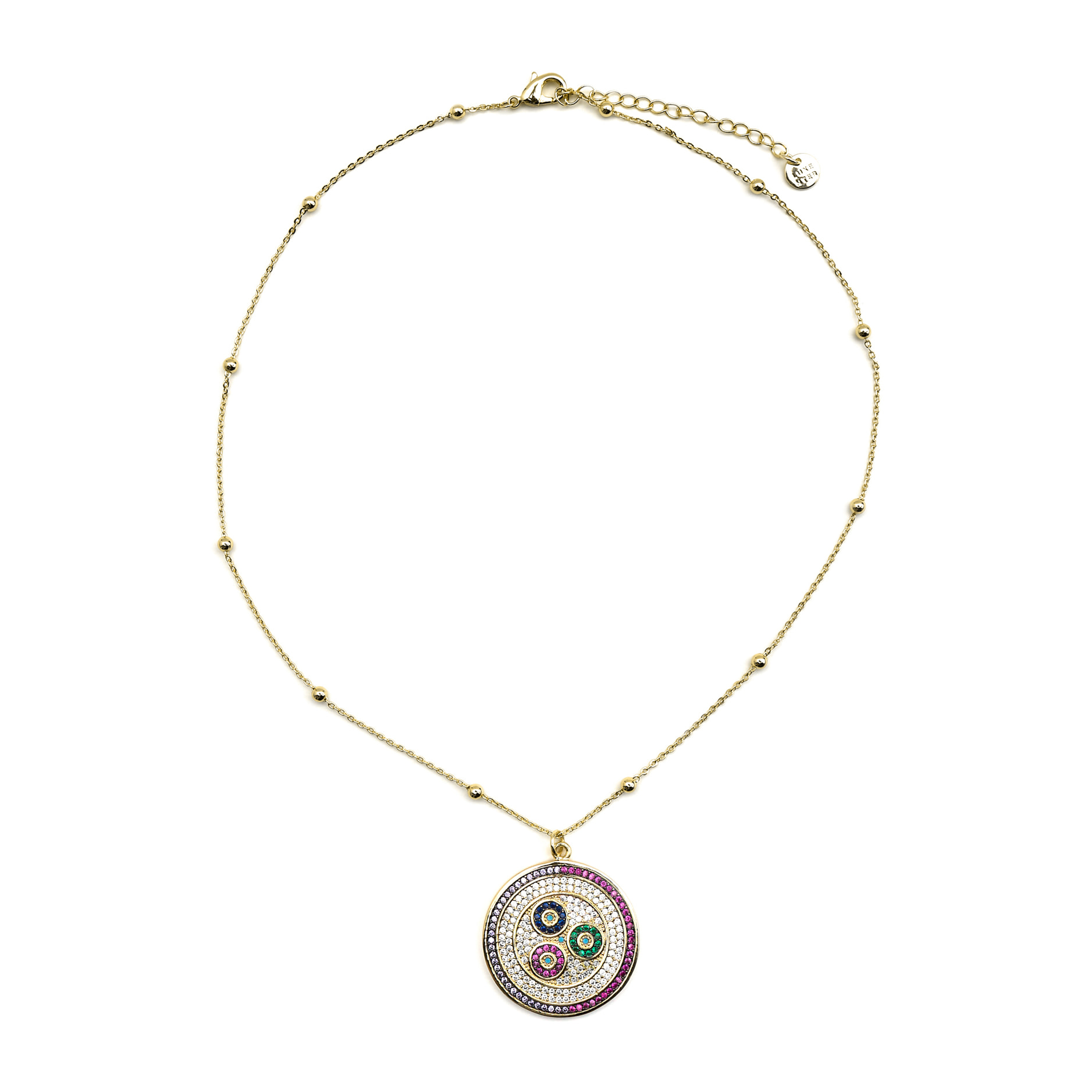 Collar con Circonita Multicolor acabado oro 18k